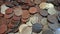 Ukrainian coins. Pile of Ukrainian money. Coins of Ukraine in heap