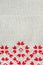 Ukrainian embroidered folk pattern ornament. Design of ethnic textures. Embroidered element by red and white threads.