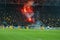 Ukrainian fans lit a fire in the stands