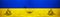 Ukrainian flag background banner panorama - Old rustic damaged crumbling facade wall texture background, painted in the colors of