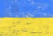Ukrainian flag on background wall as simbol our country