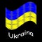 Ukrainian flag of blue and yellow colors in 3 d format on a black background