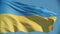 Ukrainian flag fluttering in the wind on the background of blue sky