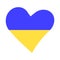 Ukrainian flag in the heart icon. Russia Ukraine Conflict. Vector