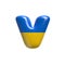 Ukrainian flag letter V - Small 3d Ukrainian font - Suitable for Ukraine, Russia or politics related subjects