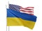 Ukrainian flag next to the United States flag. 3d illustration