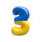 Ukrainian flag number 3 -  3d Ukrainian digit - Suitable for Ukraine, Russia or politics related subjects