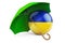 Ukrainian flag under umbrella. Protection and security of Ukraine concept, 3D rendering