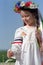 Ukrainian girl on chamomile field