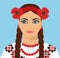 Ukrainian girl. illustration of a beautiful woman with a wreath.