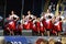 Ukrainian girls in traditional dress dancing a folk dance