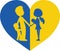 Ukrainian heart - blue an yellow symbol of family and love - vector illustration