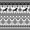 Ukrainian Hutsul Pysanky vector seamless pattern with horses and stars, folk art Easter eggs repetitive design in black and white