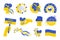 Ukrainian icons set of national symbol isolated on white background. Clipart collection vector flat illustration