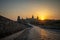 Ukrainian Kamianets-Podilskyi fortress at sunset