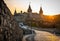 Ukrainian Kamianets-Podilskyi fortress at sunset