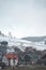 Ukrainian karpaty mountains winter landscape. Village among mountains