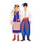 Ukrainian man and woman in traditional clothes. Editable vector illustration