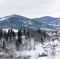 Ukrainian mountain village under snow