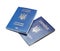 Ukrainian passports on white. International relationships