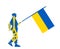 Ukrainian patriot soldier with flag defends country vector silhouette illustration isolated
