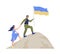Ukrainian people achieving victory over russia semi flat color vector characters