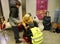 Ukrainian refugees camp out in the halls and corridors of railway station in Cracow, Poland