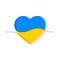 Ukrainian round flag in heart shape with continuous line. National Ukraine circular flag icon.