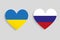 Ukrainian and Russian flags in hearts.