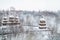 Ukrainian snow-covered church in the park