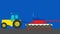 Ukrainian tractor tows away a Russian tank seamless loop animation motion graphics