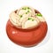 Ukrainian traditional dumplings in a clay pot isolated on a white