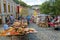 Ukrainian traditional paintings and souvenirs sold on street market in Kyiv