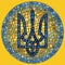 Ukrainian trident blue yellow ornamental mosaic