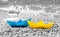 Ukrainian Ukraine flag color paper boats