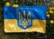 Ukrainian yellow-blue flag support Ukraine. No War, stop russia, pray for peace