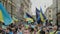 Ukrainians protest on the streets of Munich against the war. People with flags Ukraine, Germany Munich, May 2022