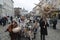 Ukrainians sing Christmas carols as they carry a huge decorated star of Bethlehem and sheaves of wheat in their hands during a