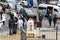 Ukranian people pray on the street in front of the St Andrew`s church in Kyiv, Ukraine