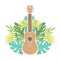 Ukulele and tropical leafs.