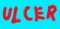 Ulcer inscription in red letters on a light blue background.