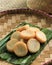 Ulen Ketan, Indonesian Traditional Snack Made from Steam Sticky Rice, Compressed or Shaped and then Deep Fried, Served with Sambal