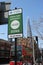 ULEZ, London, UK - April 8 2019: ULEZ Ultra low emission zone charge congestion charge & Ultra Low Emission Zone ULEZ warning