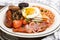 Ulster fry, traditional northern irish breakfast, on a plate
