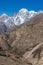 Ultar Sar mountain and Lady Finger mountain peak in Hunza valley in autumn season, Gilgit Baltistan, Pakistan