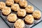 Ultimate chocolate dough cupcakes with peanut butter cream cheese frosting. Selective focus