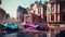 Ultimate Luxury: Colorful Supercar Parked at Grandiose Mansio