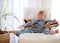 Ultimate relaxation. Portrait of an adorable little boy relaxing on the couch at home.