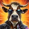 Ultra Cartoon Cow: A Vibrant And High-energy Icon With Bad Attitude