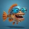 Ultra Cartoon Fish With Bad Attitude And Cool Accessories